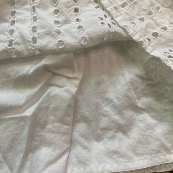 J. Crew White Eyelet Cotton Long Sleeve Tie Back Blouse - Picture 9 of 12